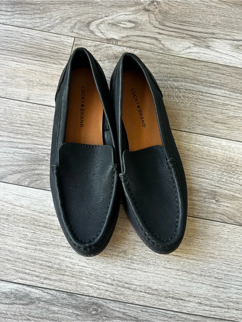 Lucky Brand Men’s Black Pebbled Leather Slip-On Loafers
